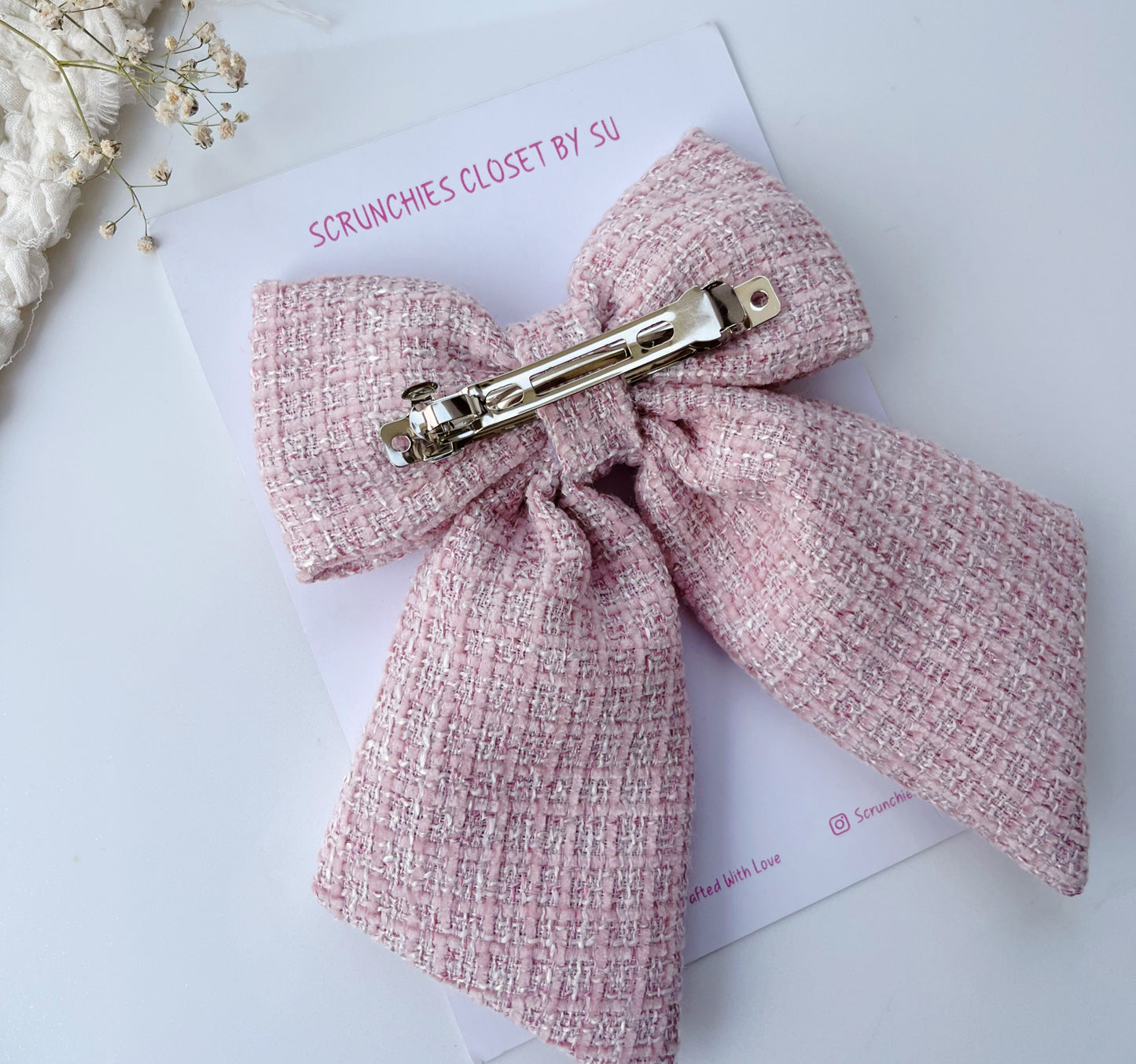 Pink Tweed Tailbow