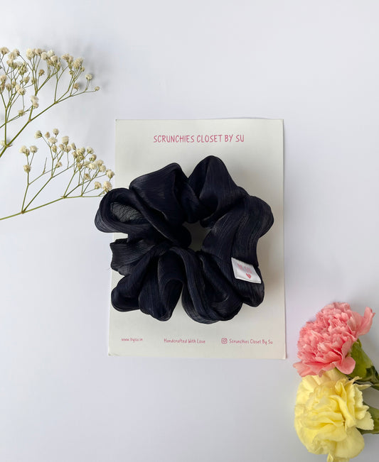 Peach & Navy Shimmer Scrunchie Combo