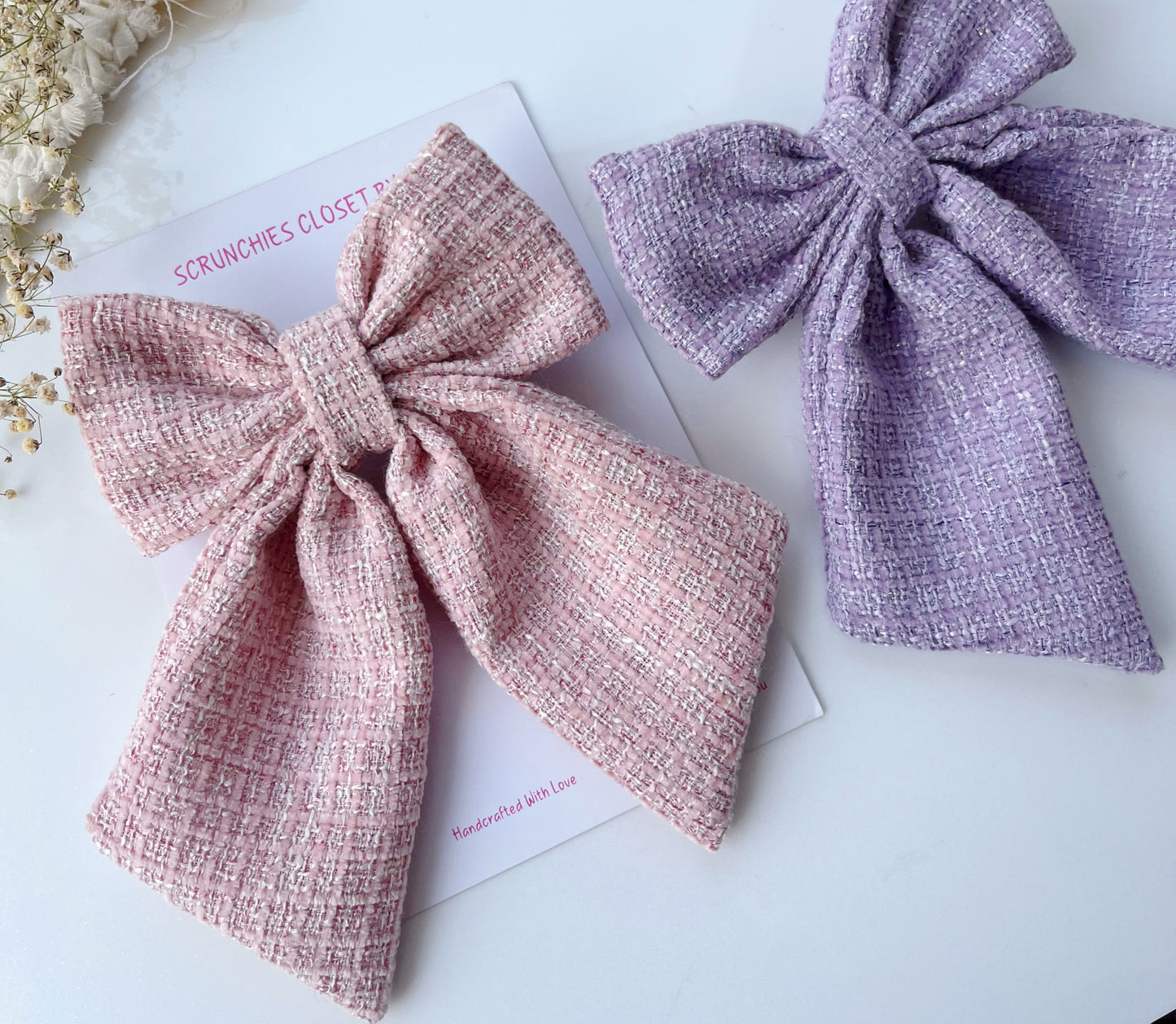 Pink Tweed Tailbow