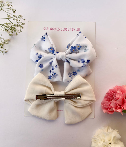 Blue Floral Bow Set
