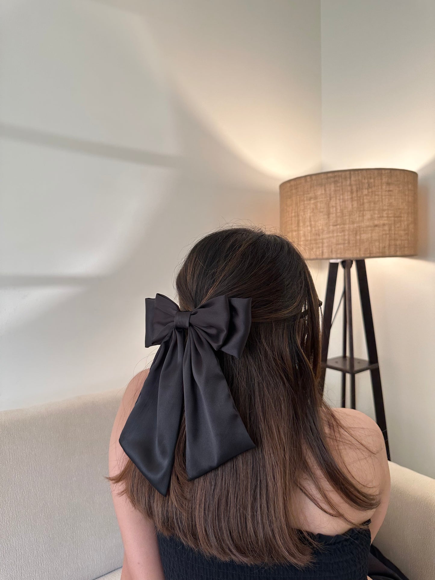 Black Luxe Satin Tailbow