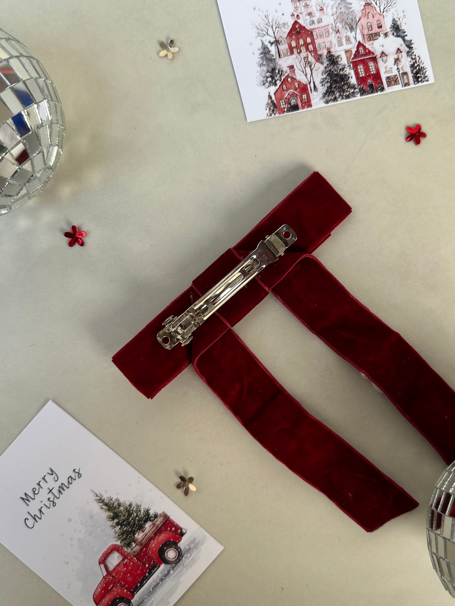 Ruby Woo Velvet Pearl Bow