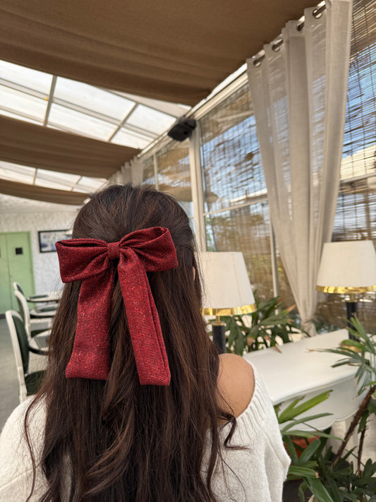 Rosette Red Shimmer Bow