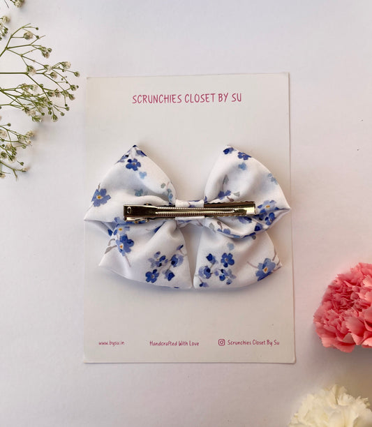 Blue Floral Bow