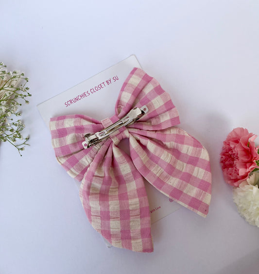 Angel Pink Gingham Tailbow