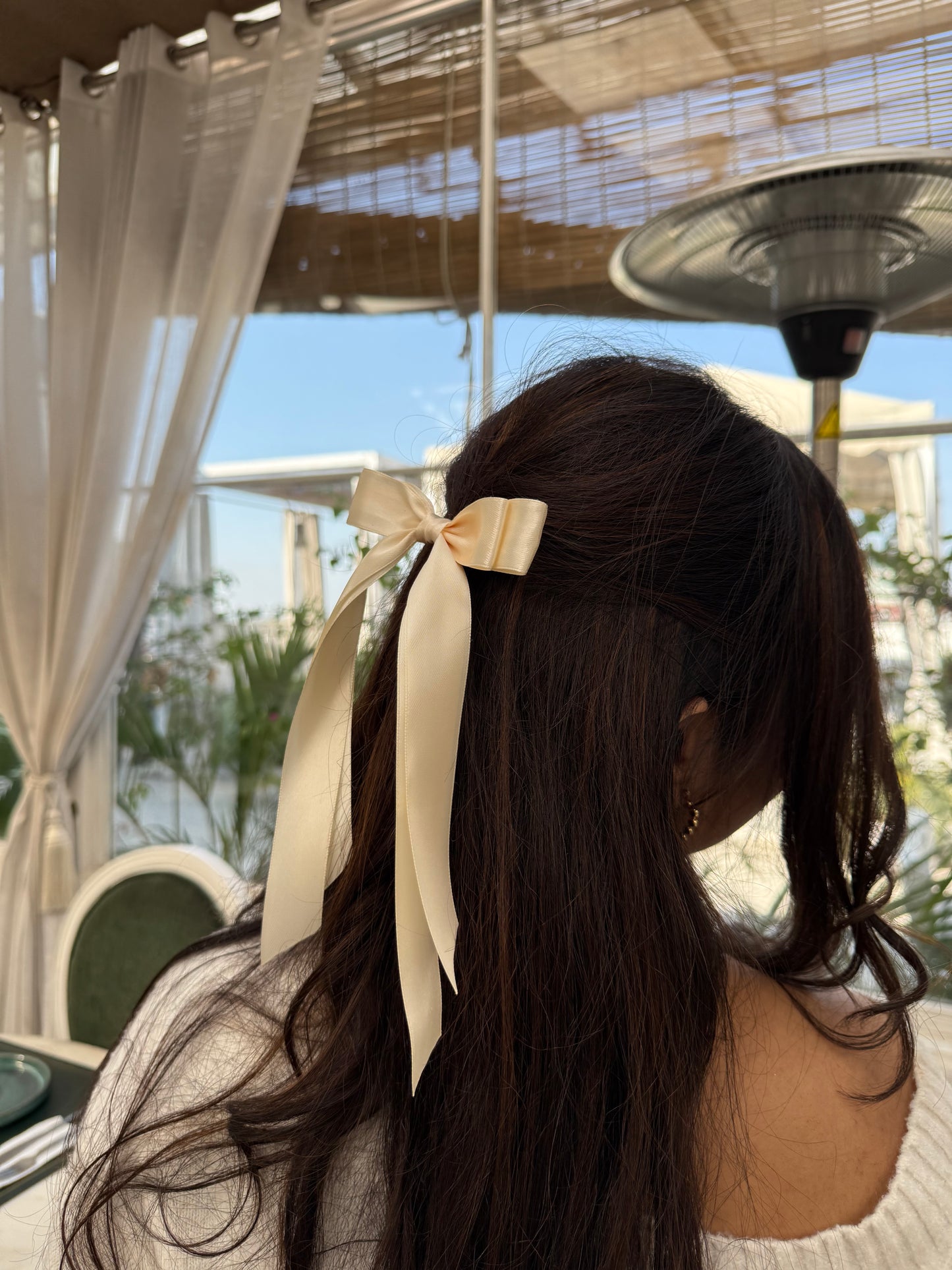 Moonlit Ivory Ribbon Bow