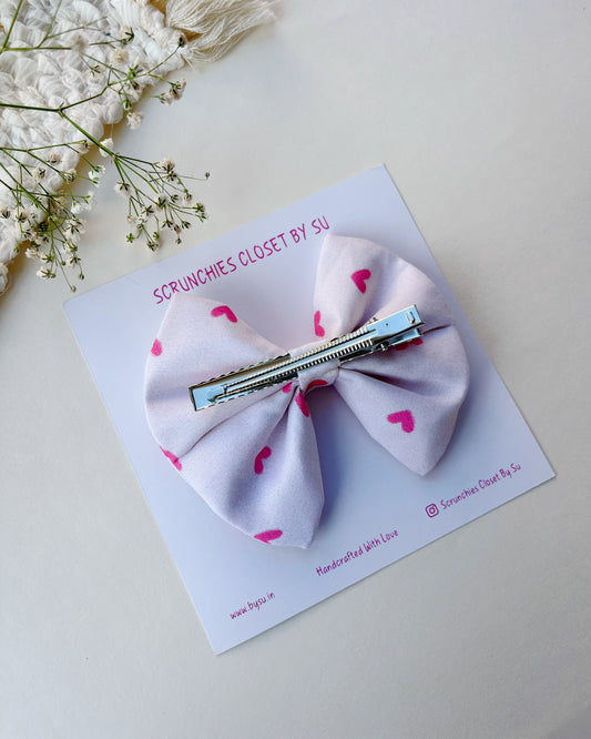 Baby Pink Heart Classic Bow