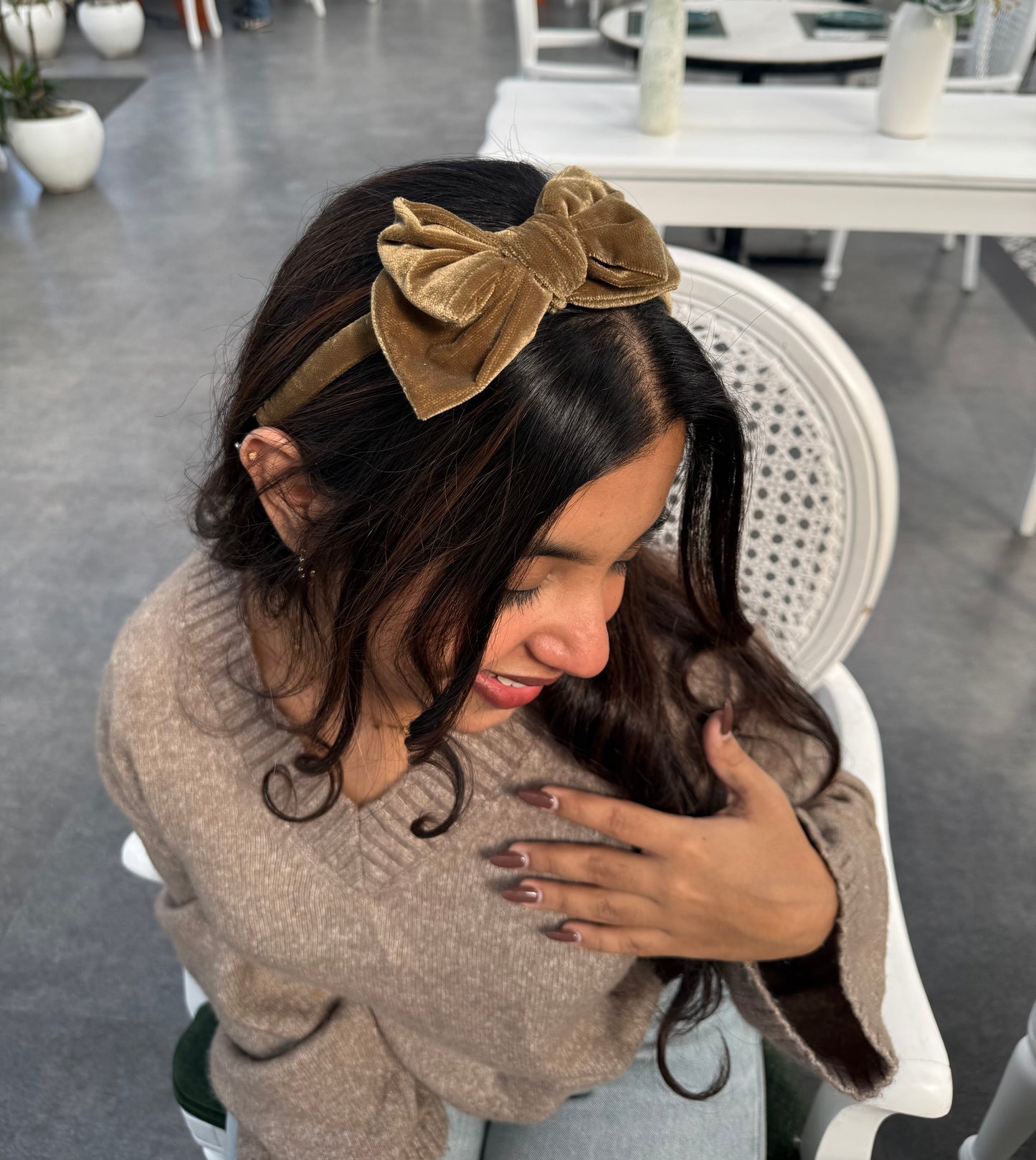 Mistletoe Gold Crown Bow Hairband