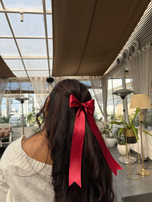 Red Rosefall Ribbon Bow