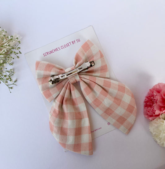 Peach Gingham Tailbow