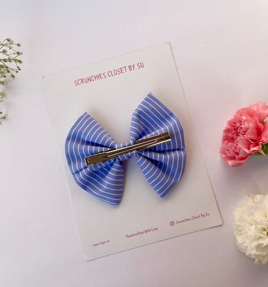 Classic Blue Striped Bow