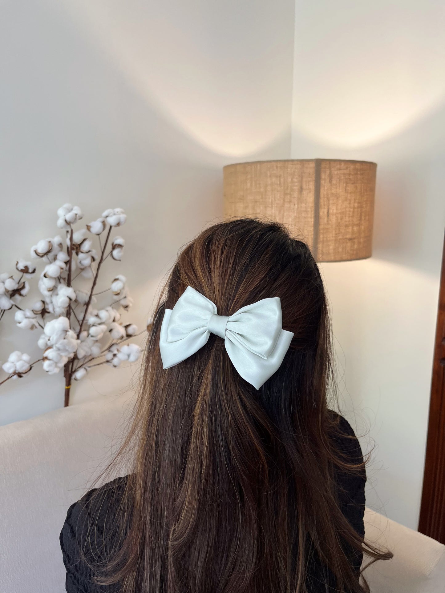Silver Satin Hairbow