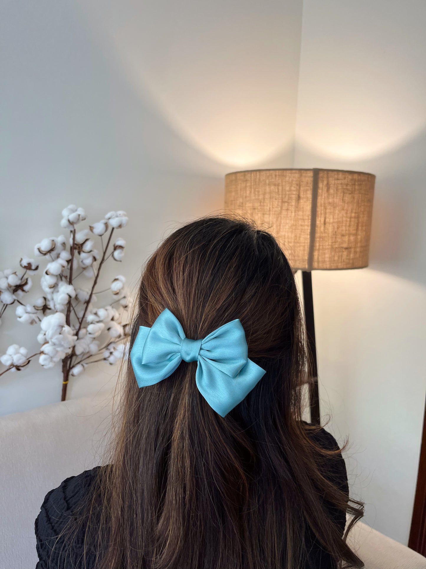 Teal Green Satin Hairbow