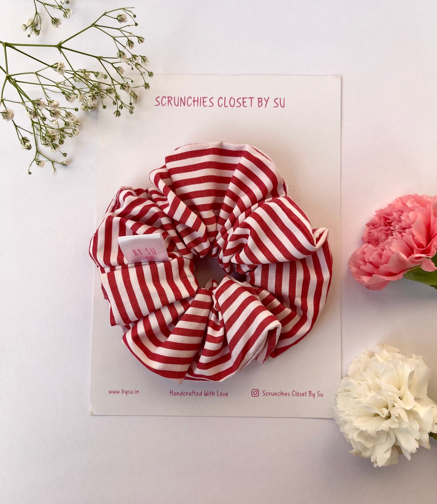 Peach Striped Cotton Scrunchie