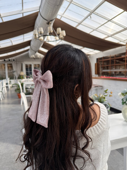 Rosy Pink Shimmer Bow
