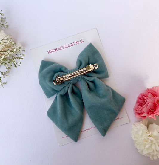Sage Green Velvet Tailbow