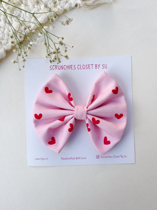 Pink Heart Classic Bow