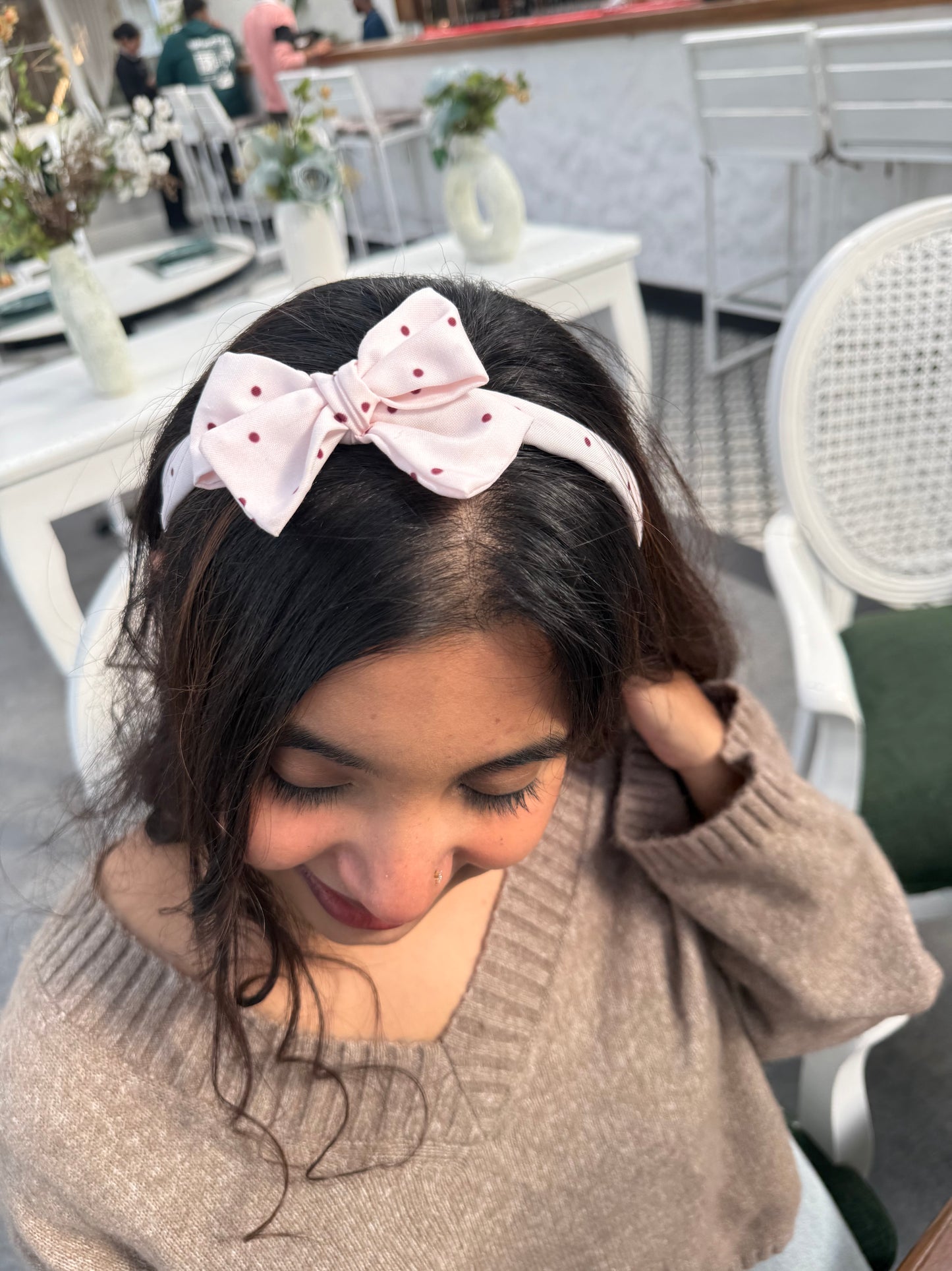 Pink Dottie Bow Hairband