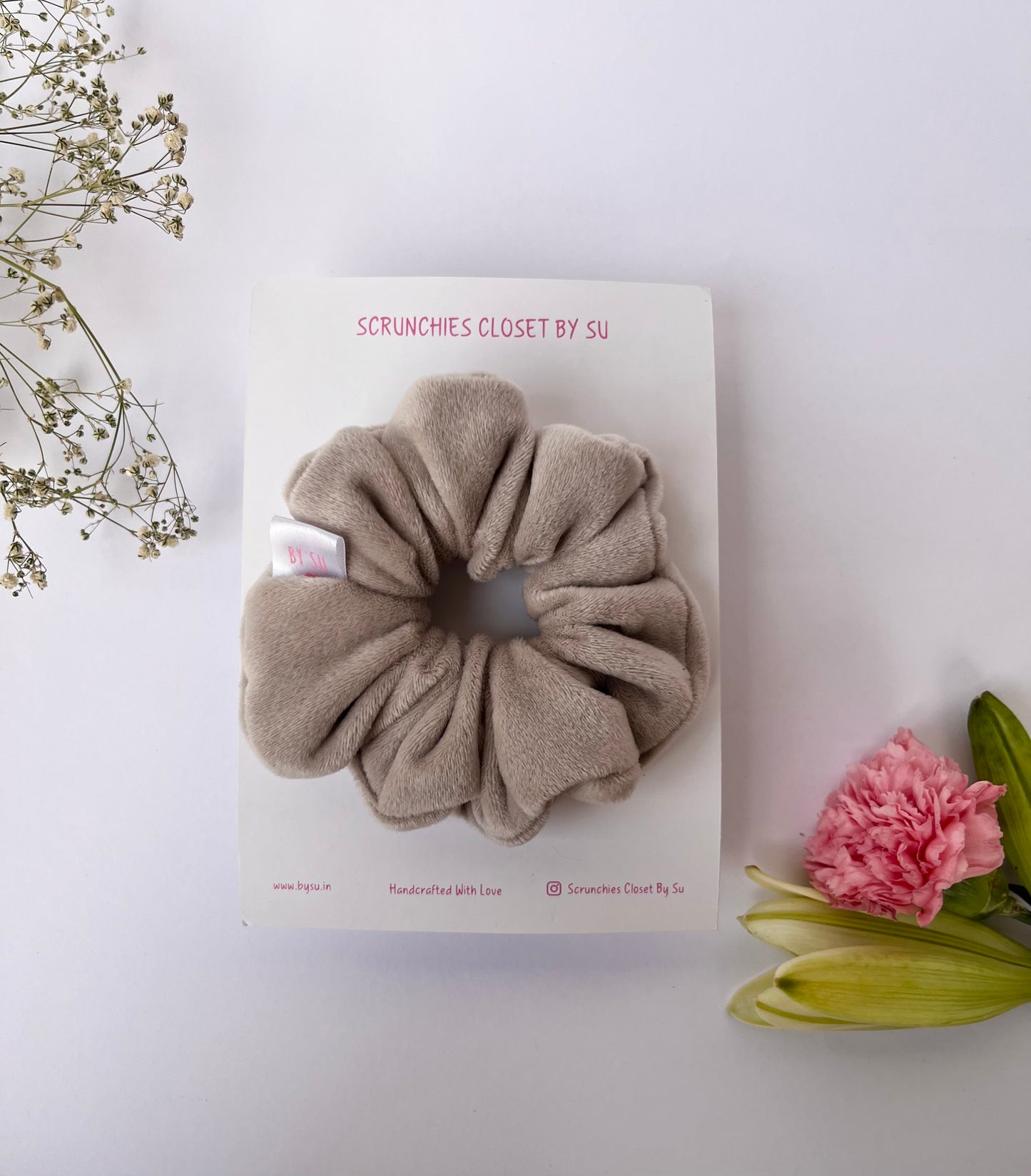 Grey Velvet Scrunchie