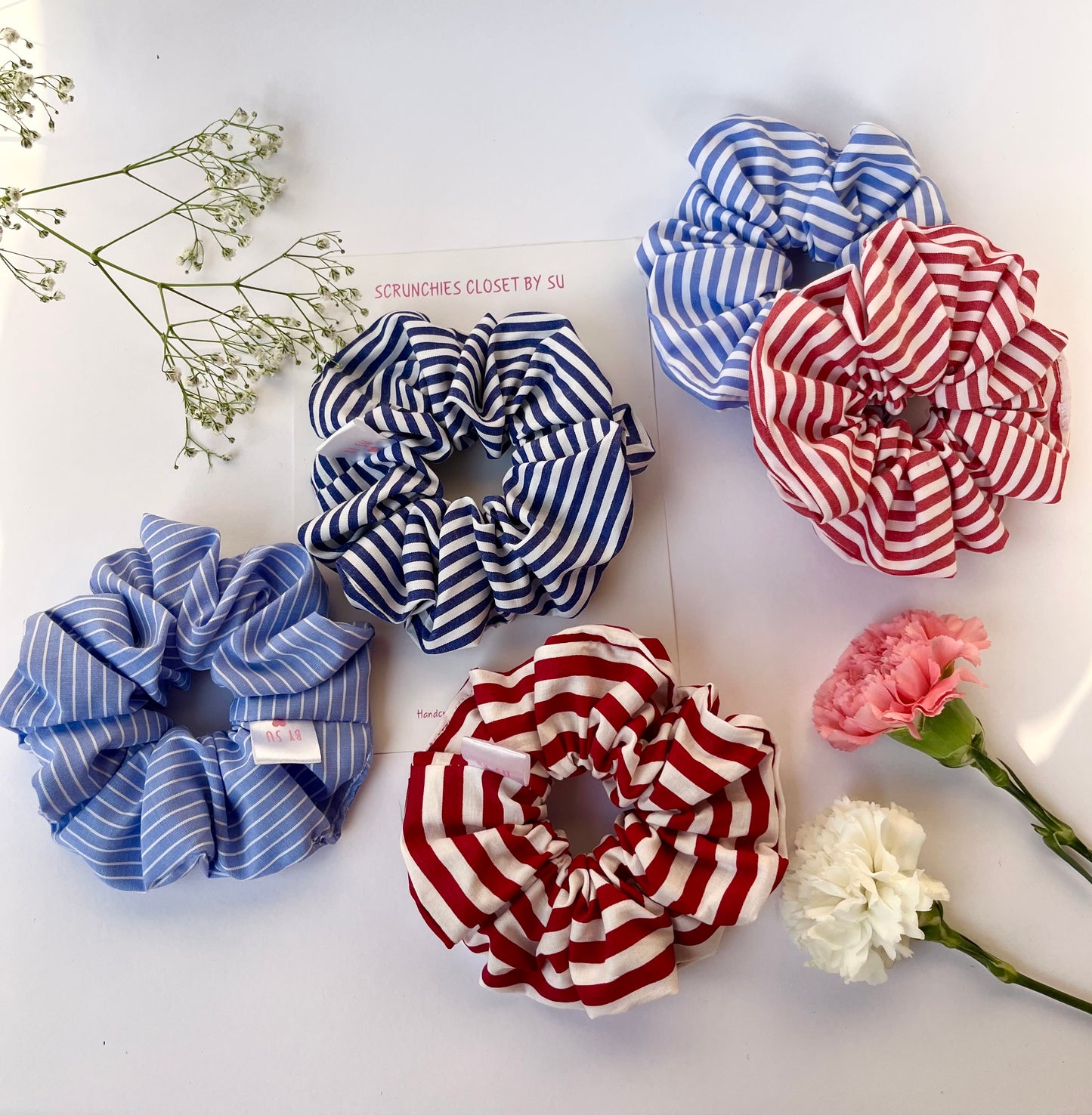Striped Cotton Scrunchies Combo