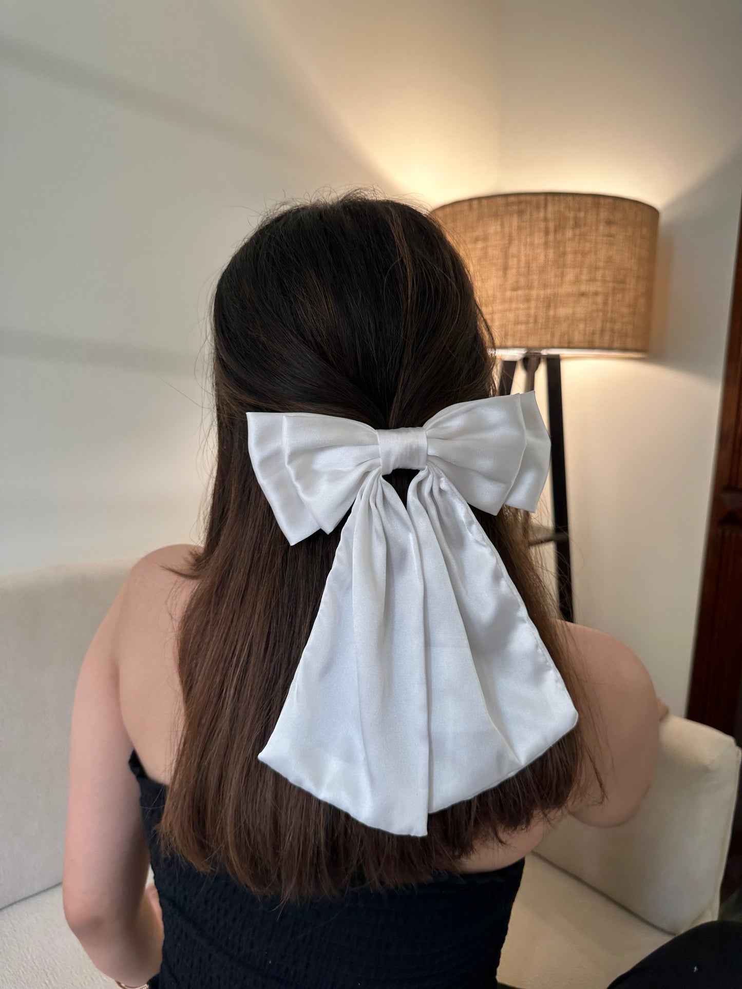 White Luxe Satin Tailbow