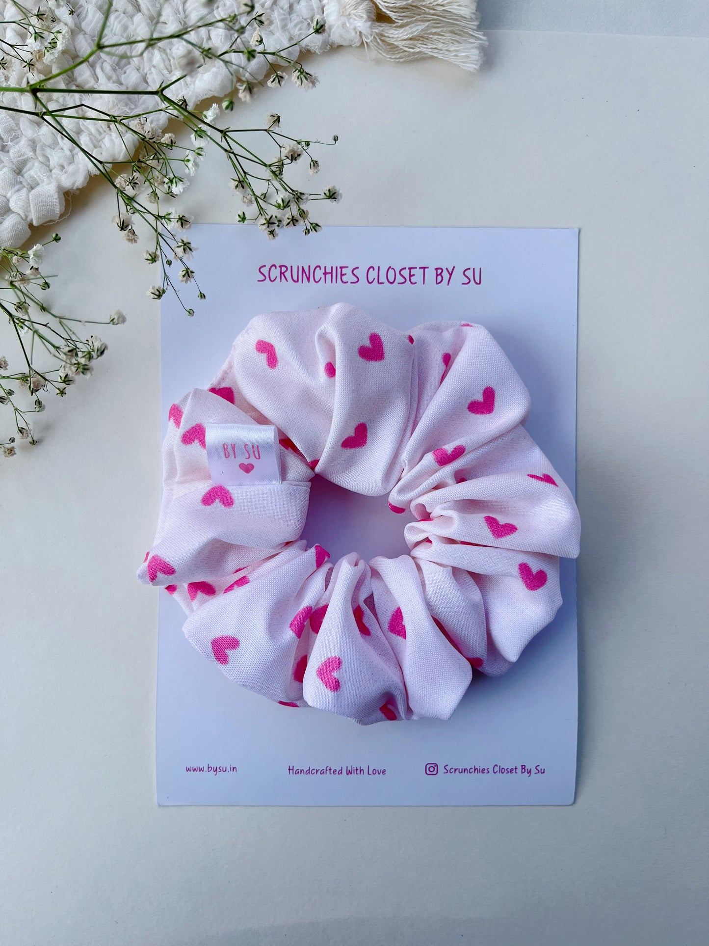 Baby Pink Heart Scrunchie