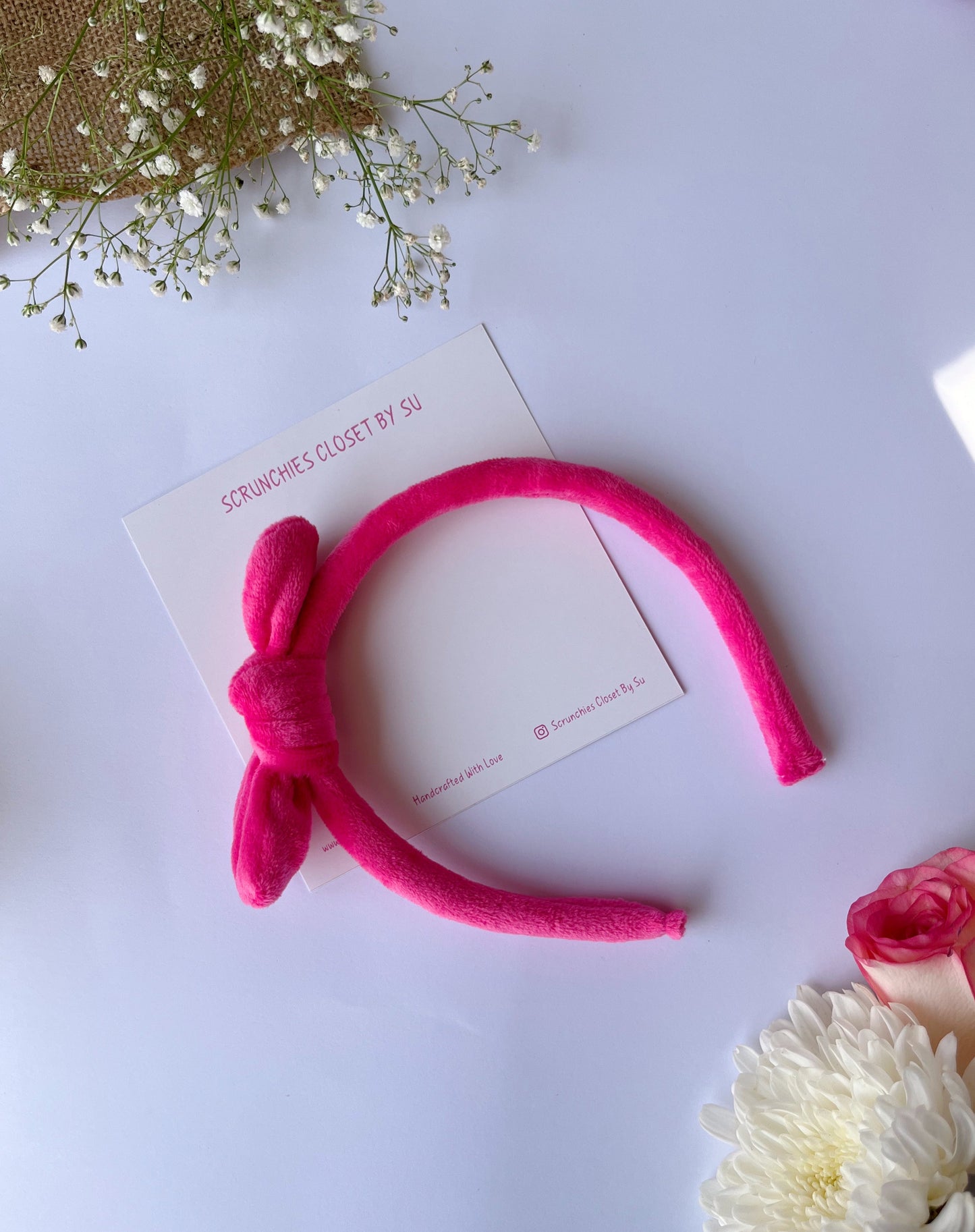 Hot Pink Velvet Bow Hairband