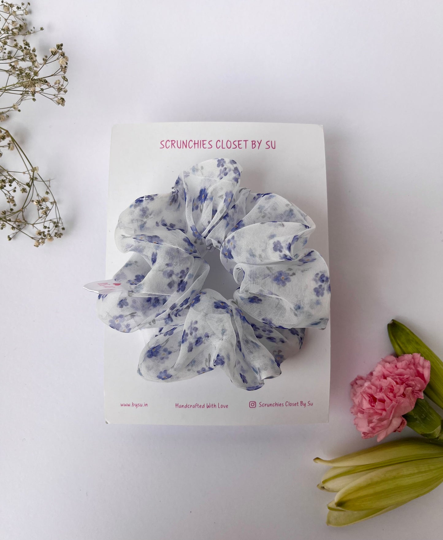 Blue Vintage Organza Scrunchie