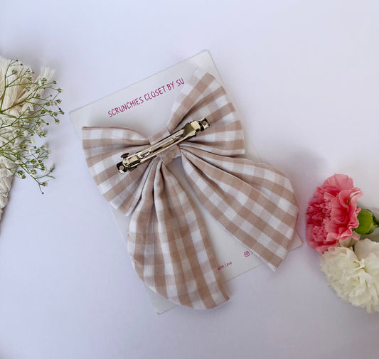 Beige Gingham Tailbow