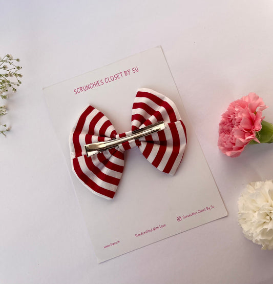 Red Striped Classic Bow