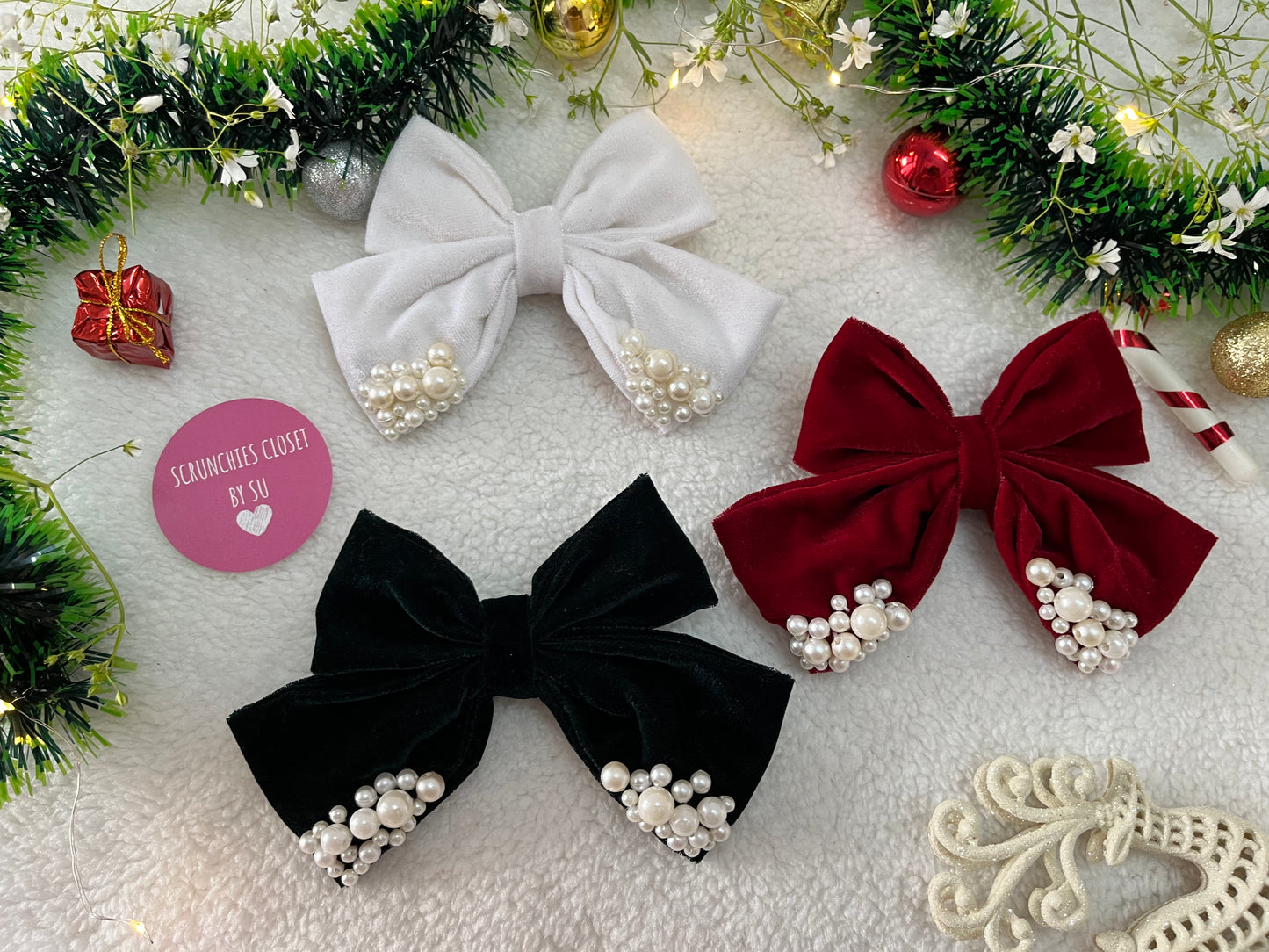 Velvet Pearl Bow