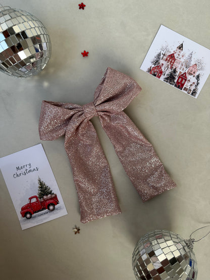 Rosy Pink Shimmer Bow