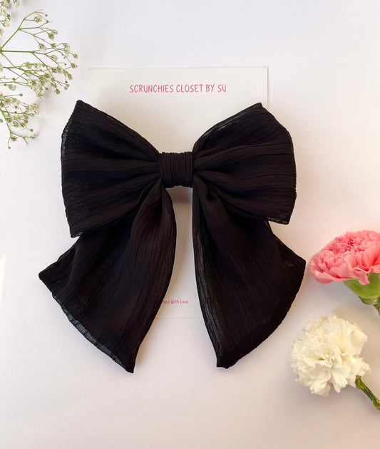 Black Georgette Tailbow