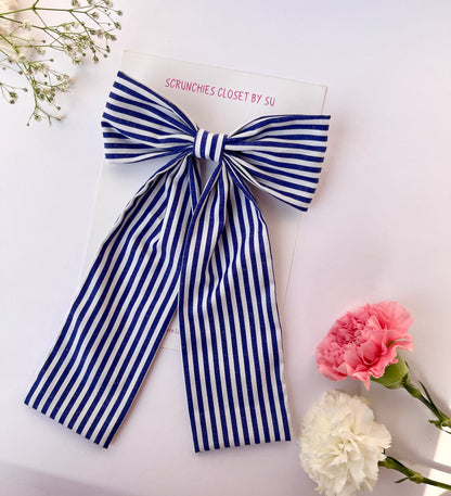 Navy Blue Striped Tailbow