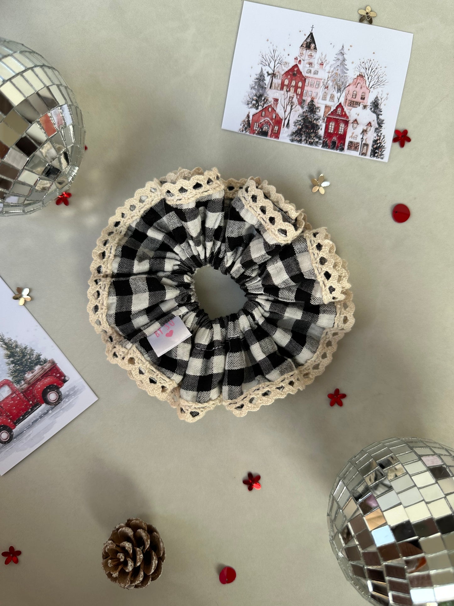 Black Vintage Lace Scrunchie