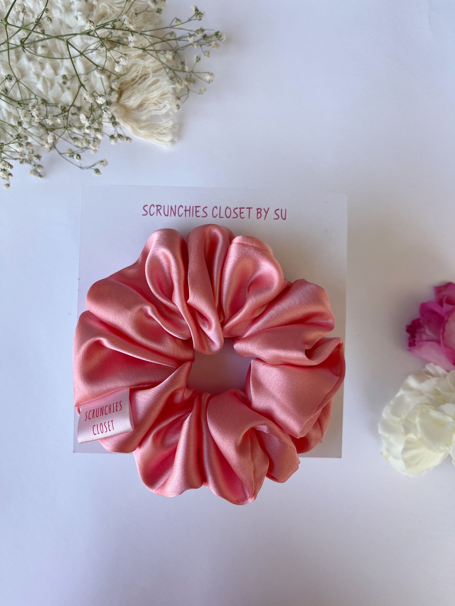 Peach Satin Scrunchie