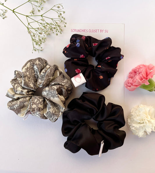Satin Scrunchies Pack of 3
