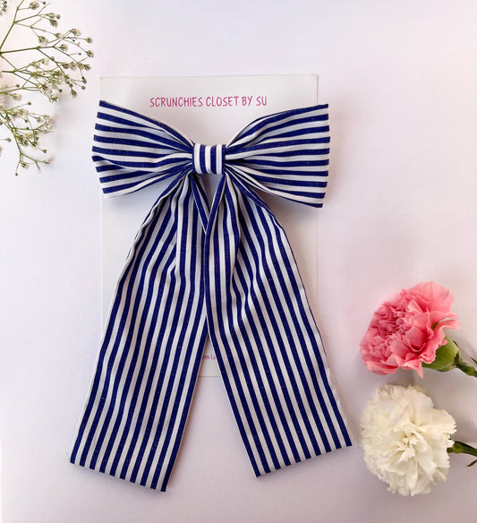 Navy Blue Striped Tailbow