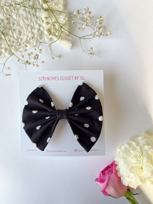 Black Polka Dot Classic Hairbow