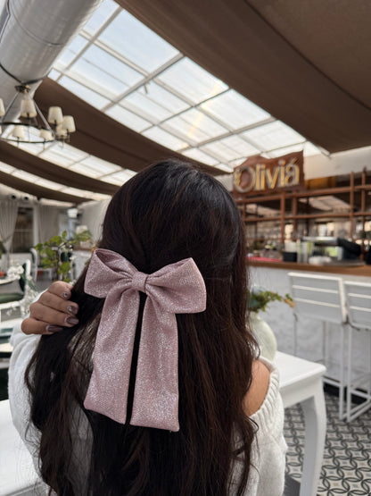 Rosy Pink Shimmer Bow