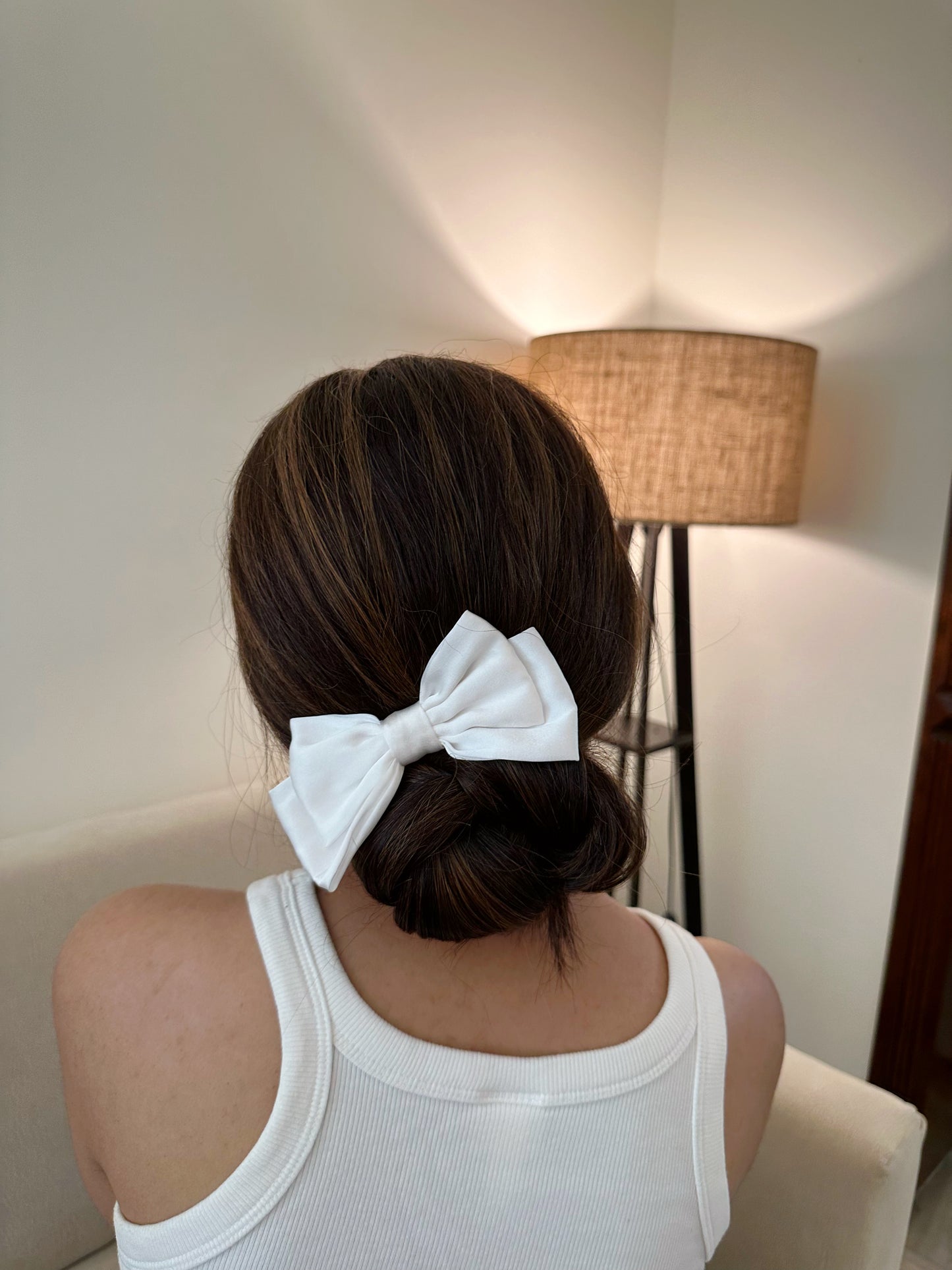 White Satin Hairbow