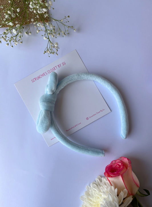 Sky Blue Velvet Bunny Hairband