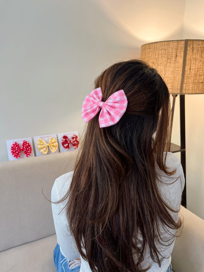 Pink Gingham Classic Hairbow