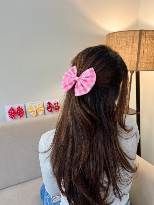 Pink Gingham Classic Hairbow