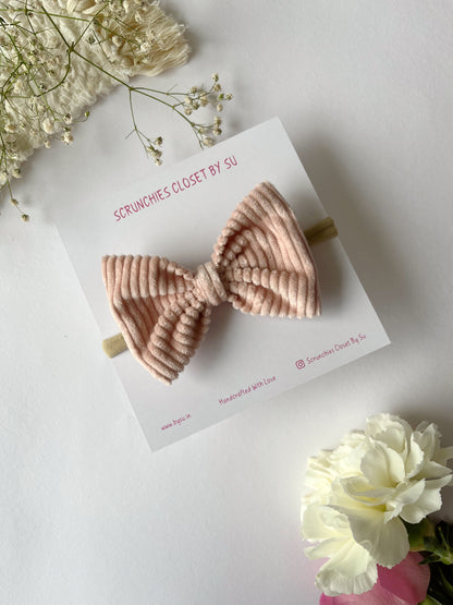 Cozy Corduroy Nylon Bow Headband