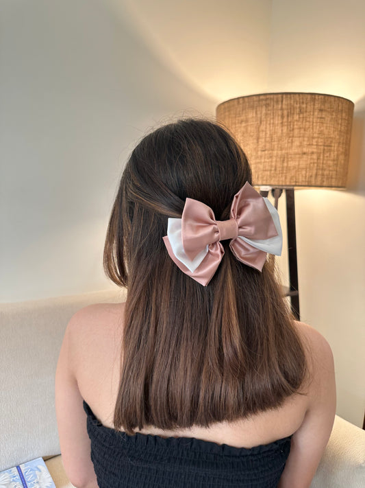 Mocha Dual Satin Hairbow