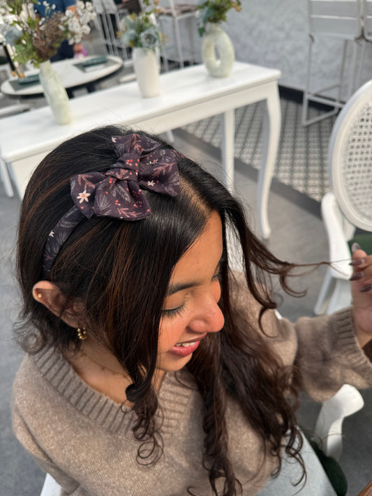 Winter Florals Bow Hairband