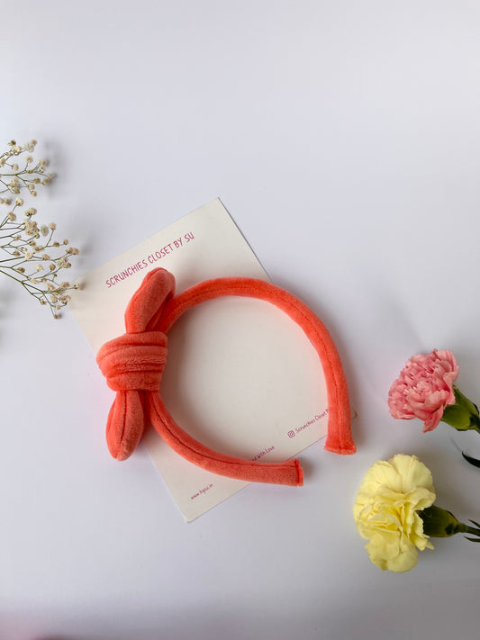 Orange Velvet Bow Hairband