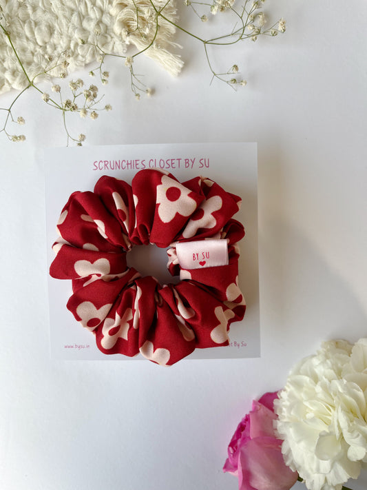 Red Floral Scrunchie