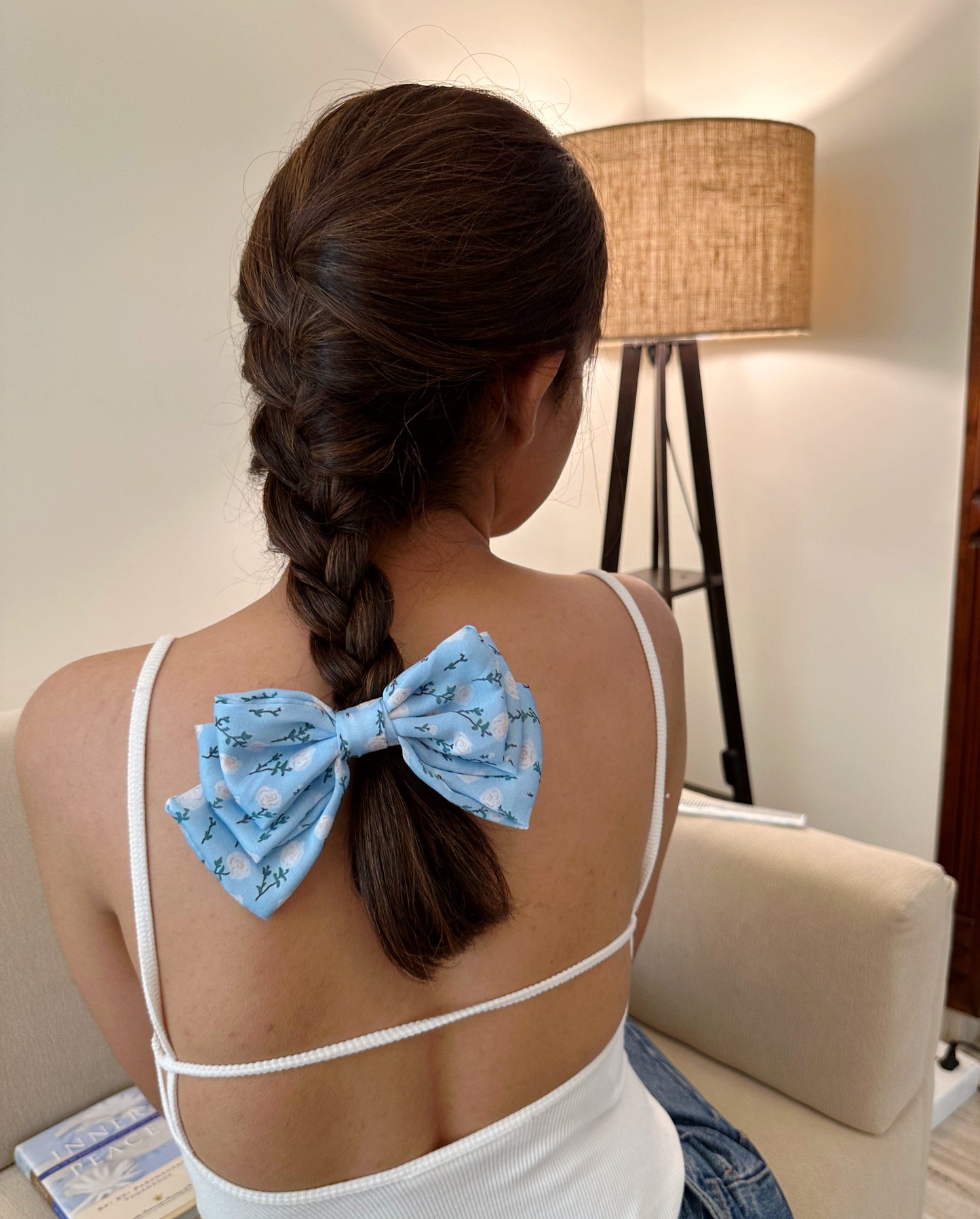 Sky Floral Triple Layered Bow